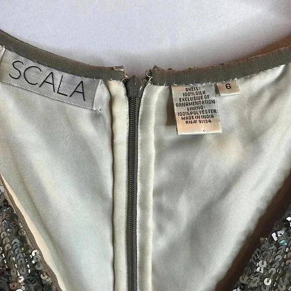 Vintage Scala, silver sequin cocktail dress. Size 6. - Picture 2 of 7